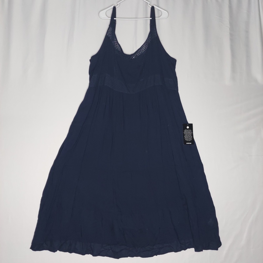 Avenue Sundress 4X Blue Gauzy Empire Lined Adjustable Maxi Sleeveless Scoop Neck